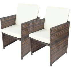 Kunstratten Outdoorstühle in Braun - Dorau (2er Set)