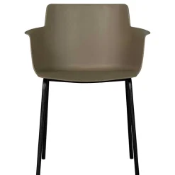 Kunststoff Armlehnenstühle in Graubraun - Cayro (4er Set)