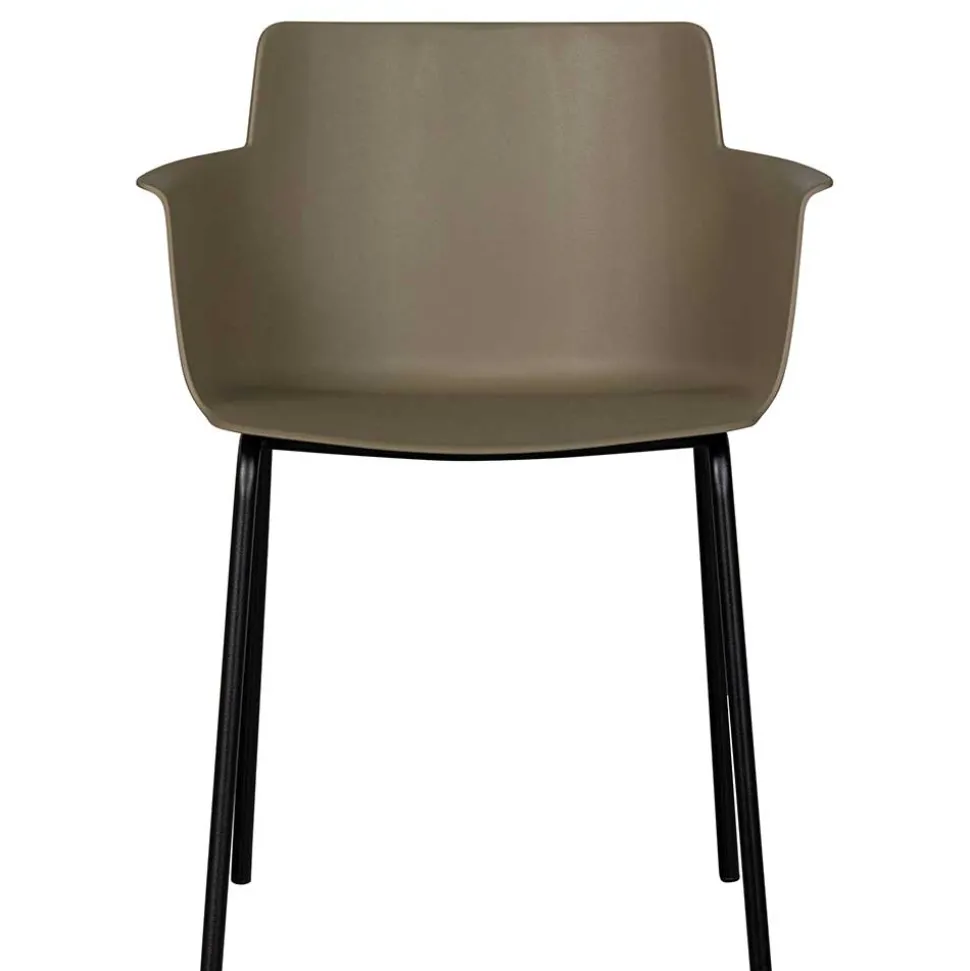 Kunststoff Armlehnenstühle in Graubraun - Cayro (4er Set)