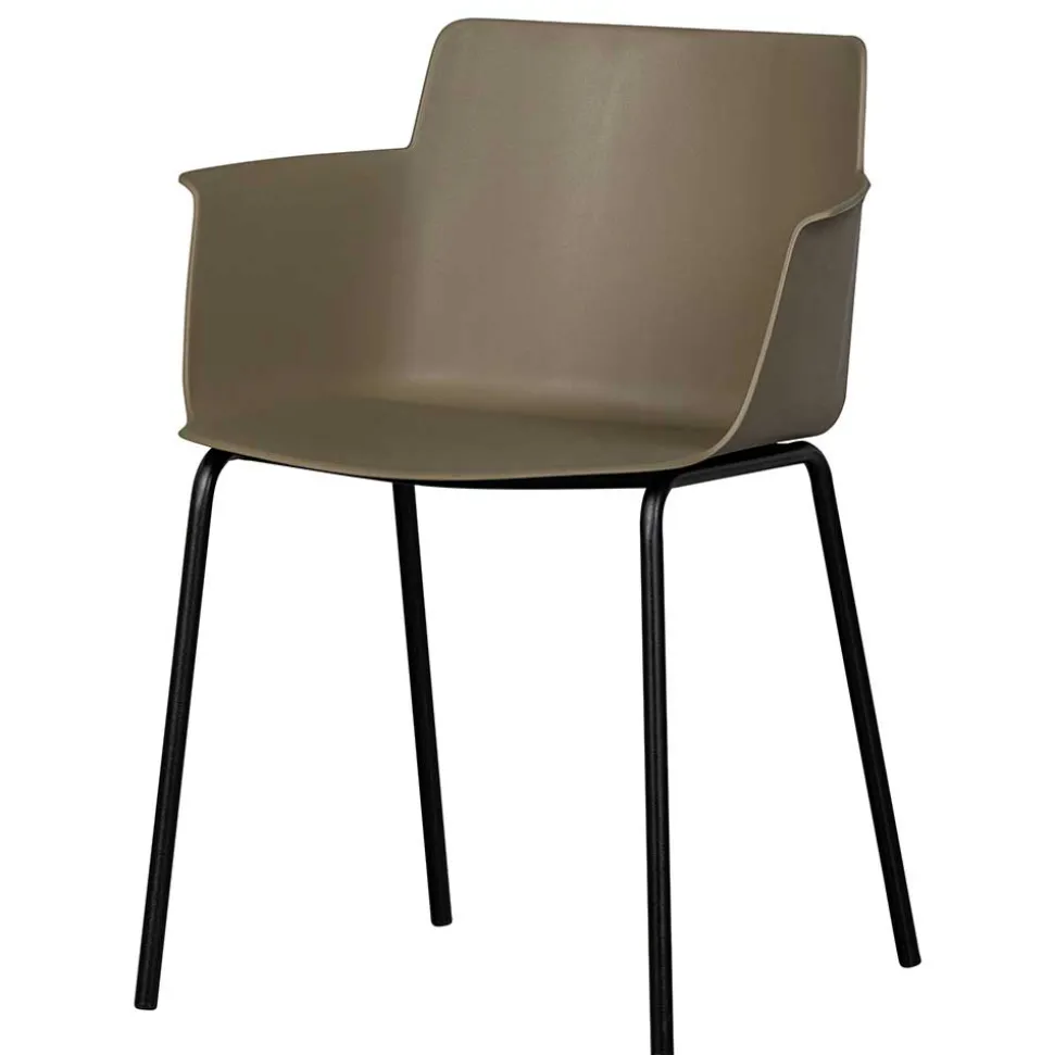 Kunststoff Armlehnenstühle in Graubraun - Cayro (4er Set)