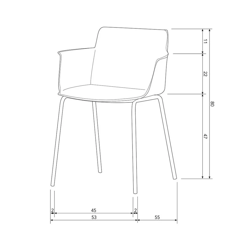 Kunststoff Armlehnenstühle in Graubraun - Cayro (4er Set)