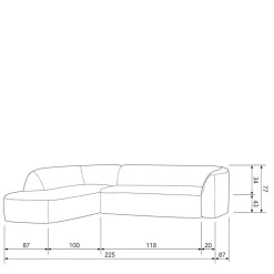 L Sofa im Skandi Design in Grau Chenille - Grandessa