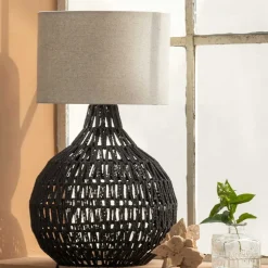 Lampenfuß aus Metall mit Papierkordel Geflecht - Notana