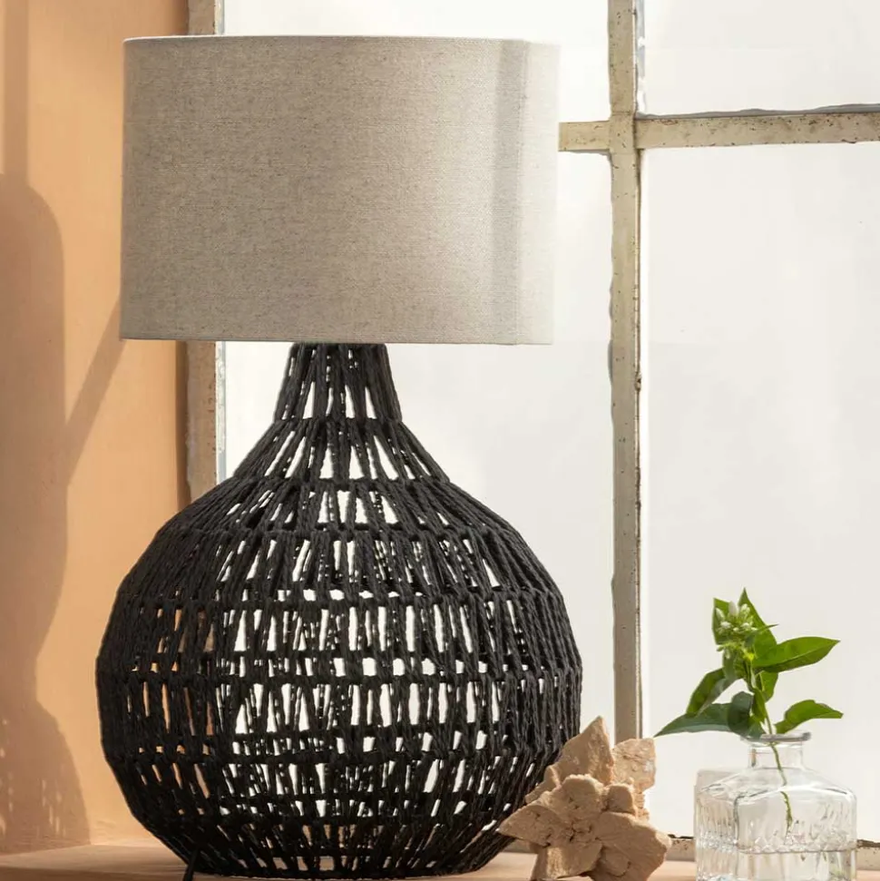 Lampenfuß aus Metall mit Papierkordel Geflecht - Notana