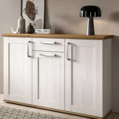 Landhaus Anrichte in Holzoptik Lärche Weiß - Tocella