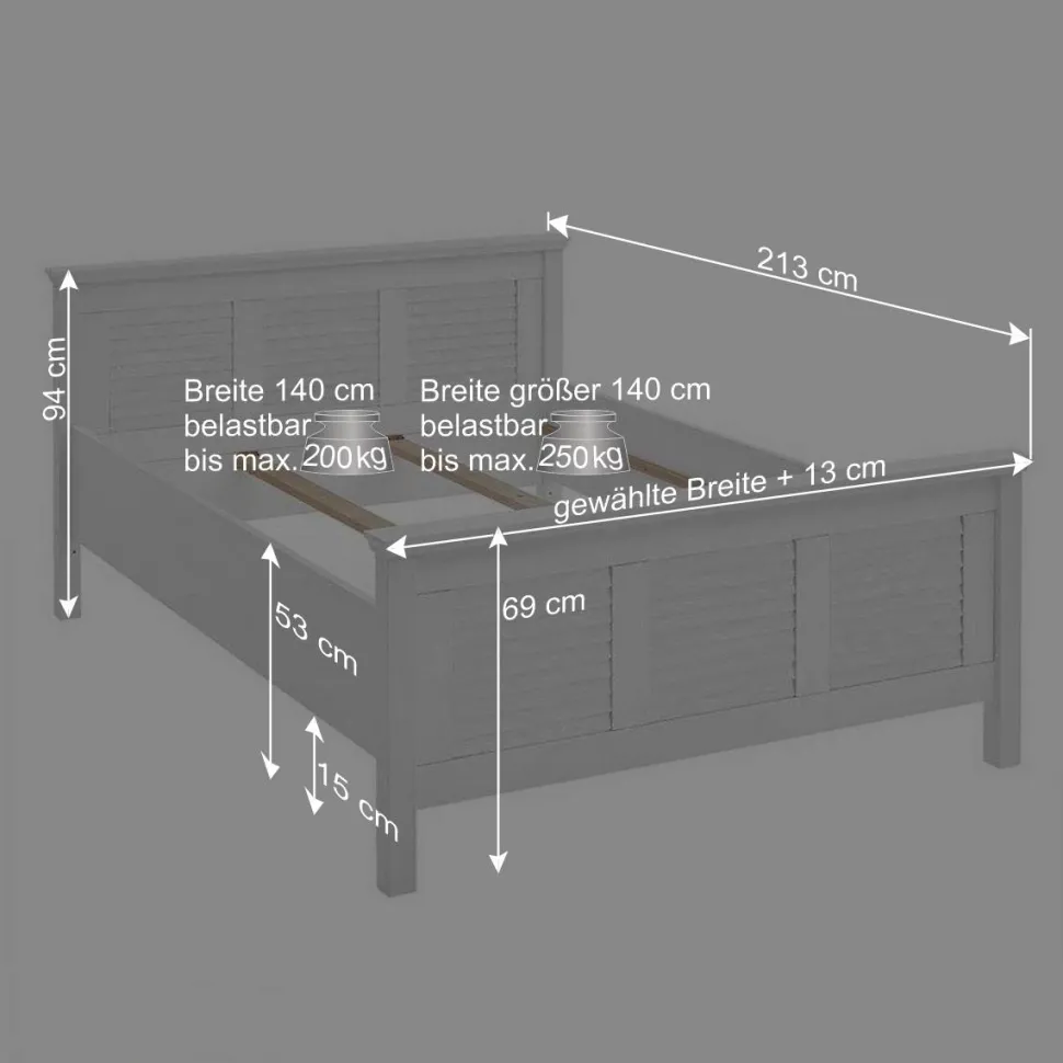 Landhaus Bett mit Kopf- und Fußteil - Mira