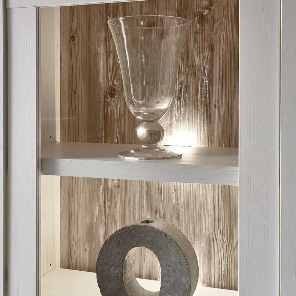 Landhaus Buffet Schrank in Weiß Pinie Nedita 184 cm breit