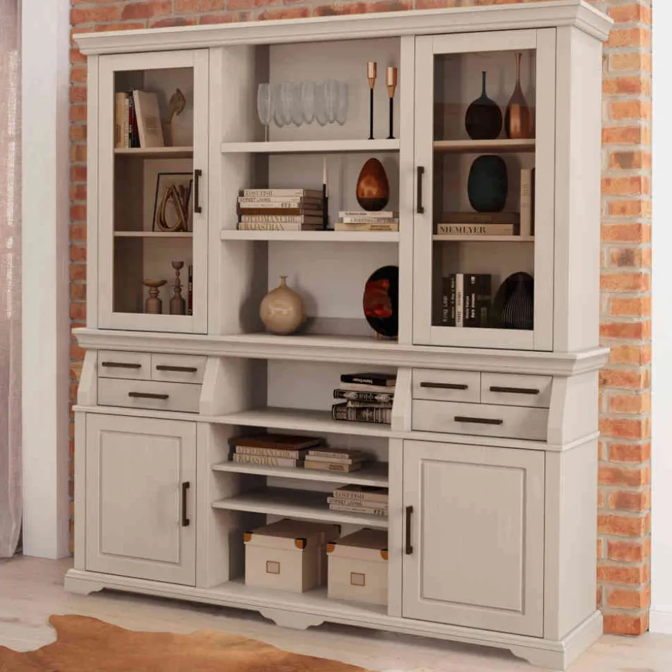 Landhaus Buffetschrank in Weiß Kiefer gewachst - Curcay