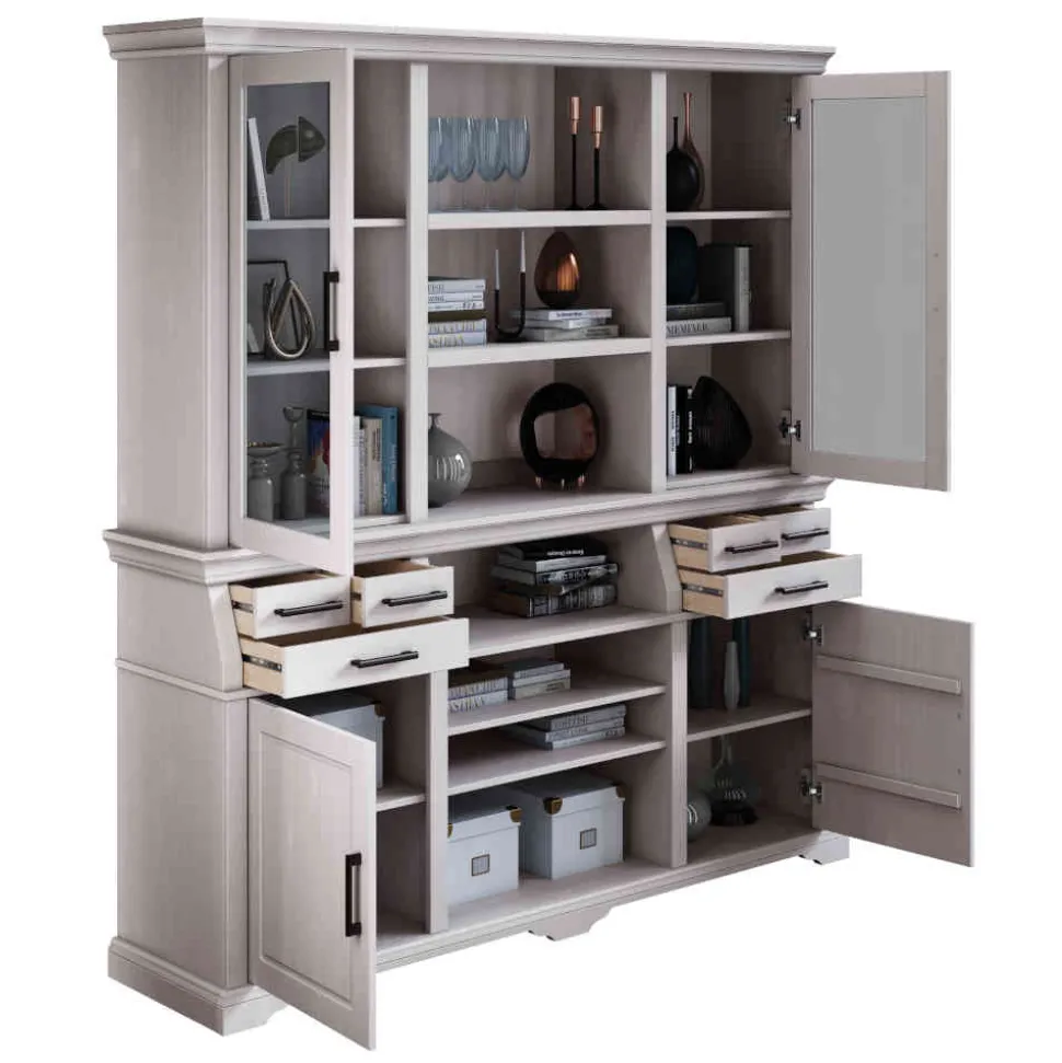 Landhaus Buffetschrank in Weiß Kiefer gewachst - Curcay