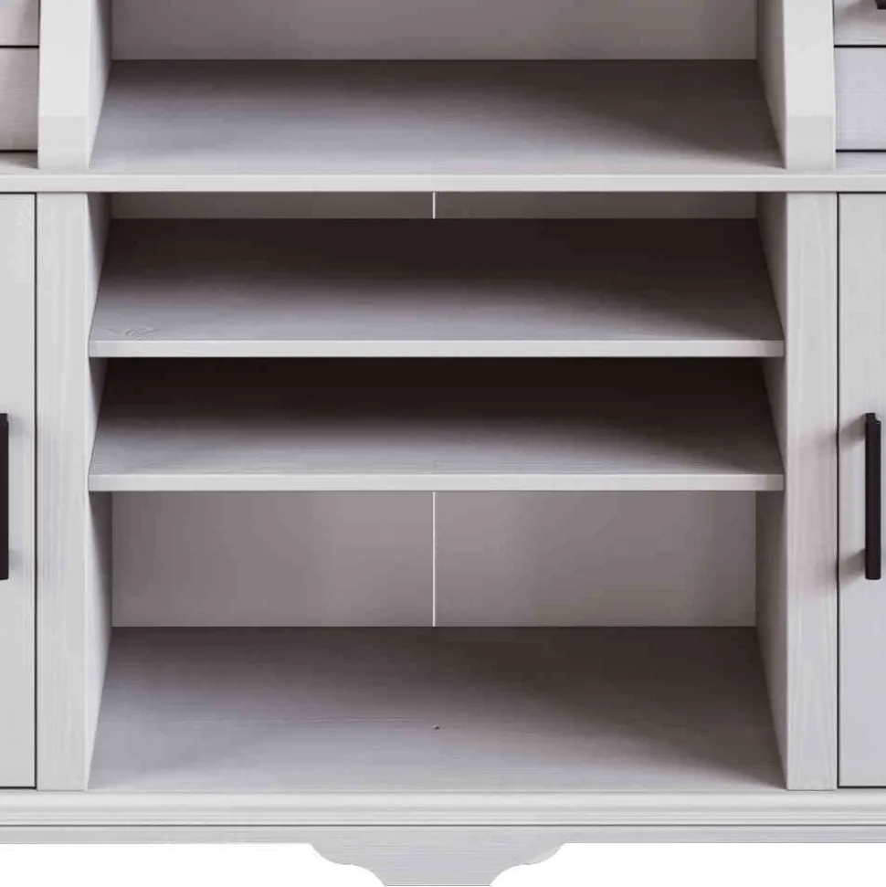 Landhaus Buffetschrank in Weiß Kiefer gewachst - Curcay