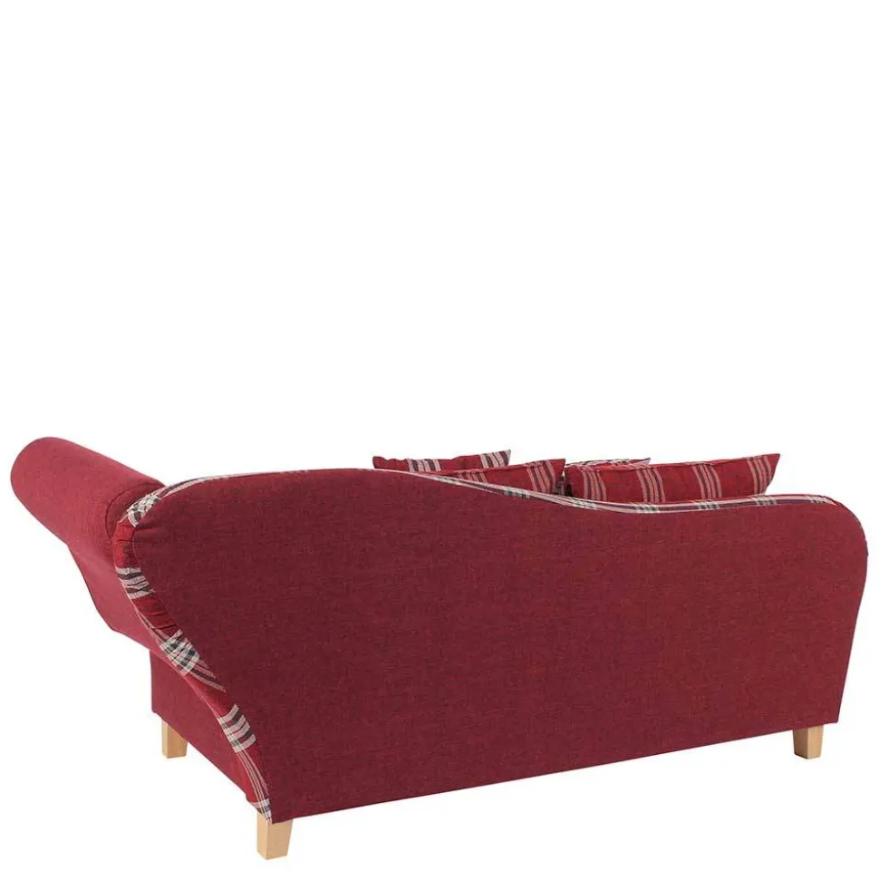 Landhaus Chaiselongue in Rot mit Karo Muster - Litruna