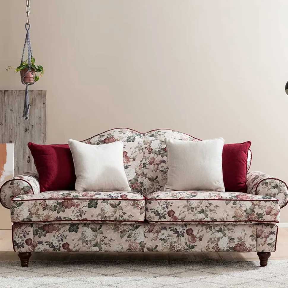 Landhaus Dreisitzer Sofa mit Blumen - Baonga