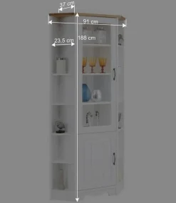 Landhaus Eckvitrine aus Kiefer zweifarbig - Ribeiro