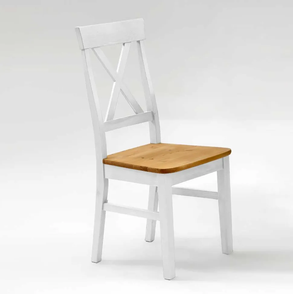 Landhaus Essgruppe Sibiuta in Weiß Kiefer massiv (vierteilig)