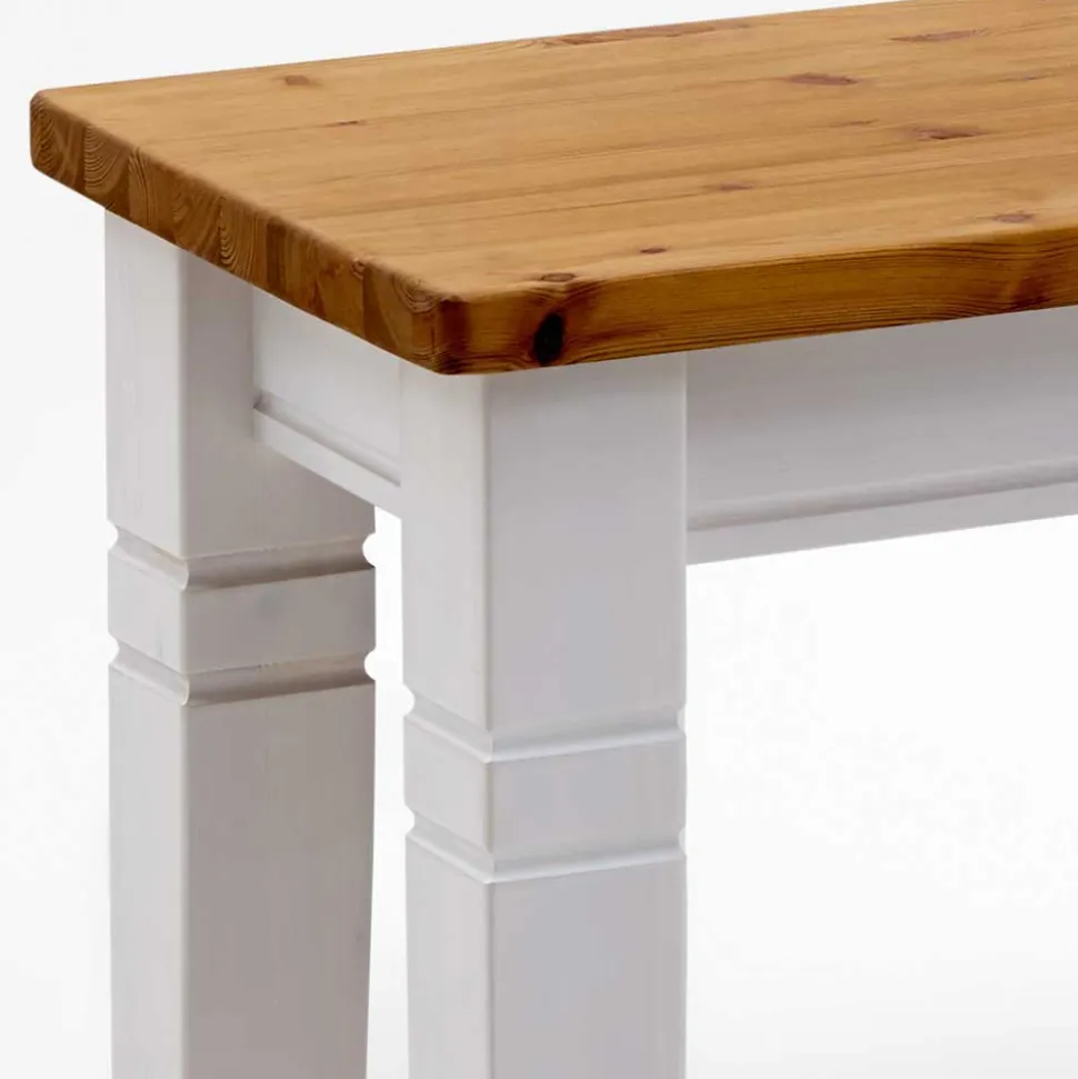 Landhaus Essgruppe Sibiuta in Weiß Kiefer massiv (vierteilig)