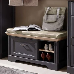 Landhaus Flurbank mit Kissen 93x49x41 cm - Thumbs