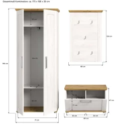 Landhaus Flureinrichtung Set - Tocella (dreiteilig)