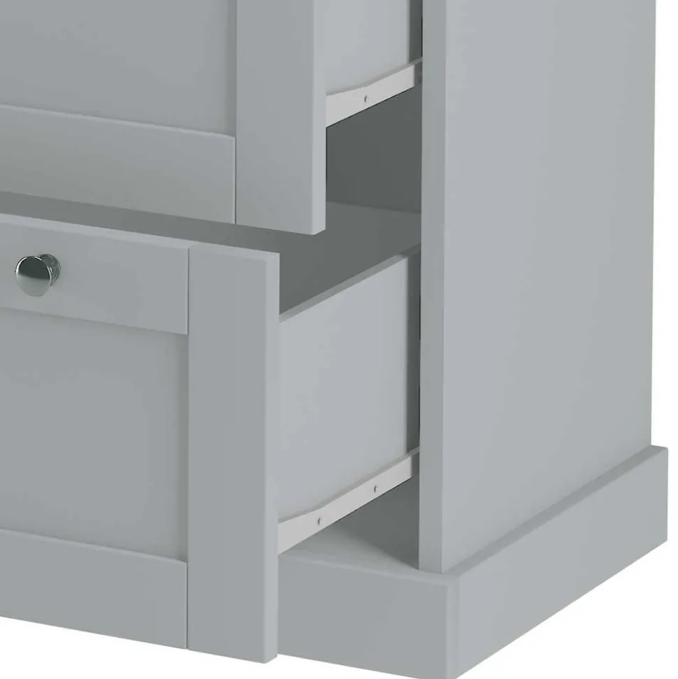 Landhaus Flurkommode in Grau mit Eiche - Rino