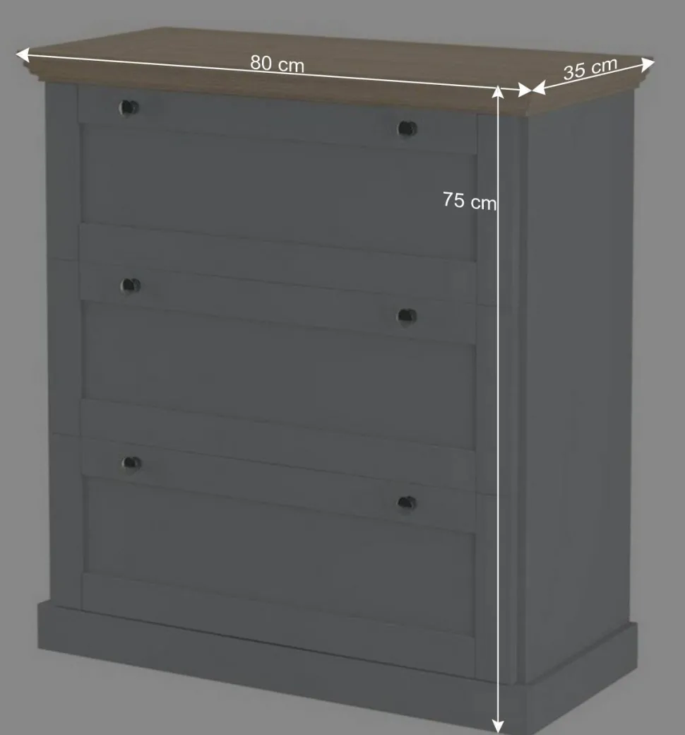 Landhaus Flurkommode in Grau mit Eiche - Rino