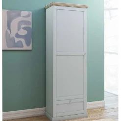 Landhaus Flurschrank in Grau mit Eiche - Rino