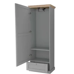 Landhaus Flurschrank in Grau mit Eiche - Rino