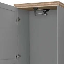 Landhaus Flurschrank in Grau mit Eiche - Rino