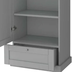 Landhaus Flurschrank in Grau mit Eiche - Rino