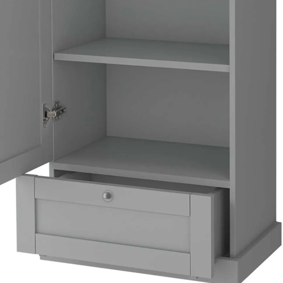 Landhaus Flurschrank in Grau mit Eiche - Rino