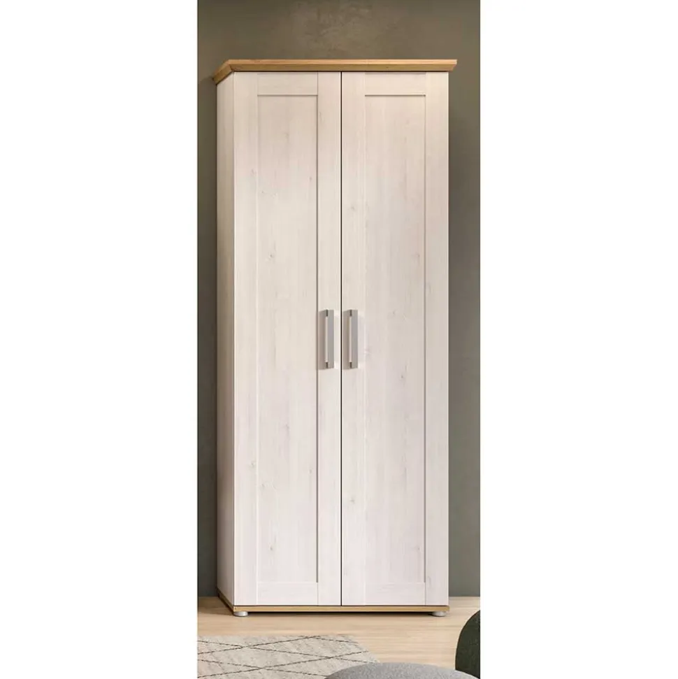 Landhaus Flurschrank in Holzoptik Lärche Weiß - Tocella