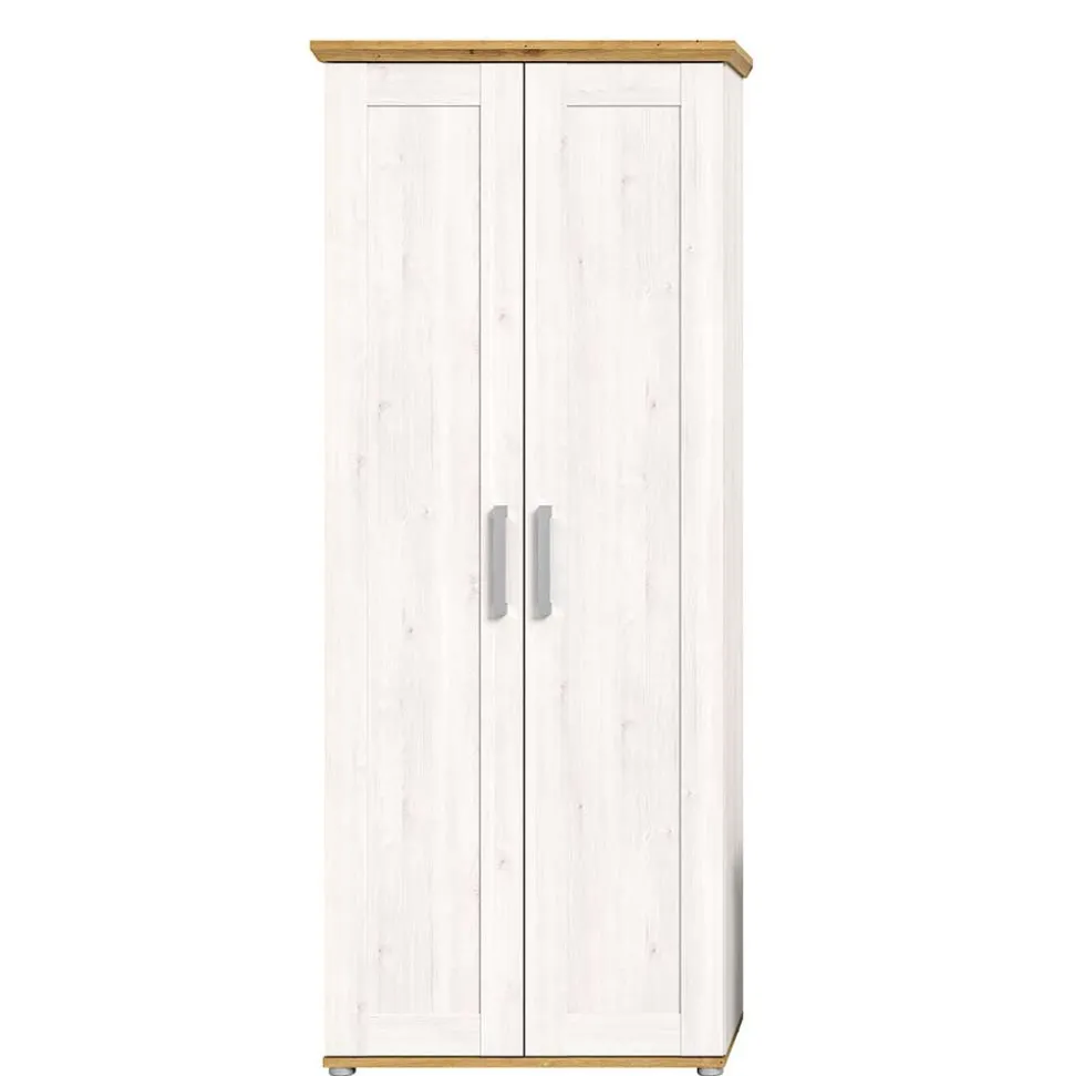 Landhaus Flurschrank in Holzoptik Lärche Weiß - Tocella