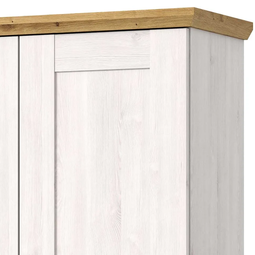 Landhaus Flurschrank in Holzoptik Lärche Weiß - Tocella