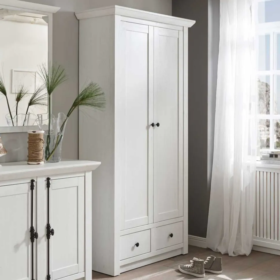 Landhaus Garderoben-Schrank in Weiß - Chelles