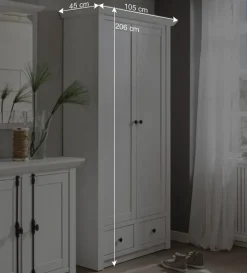 Landhaus Garderoben-Schrank in Weiß - Chelles