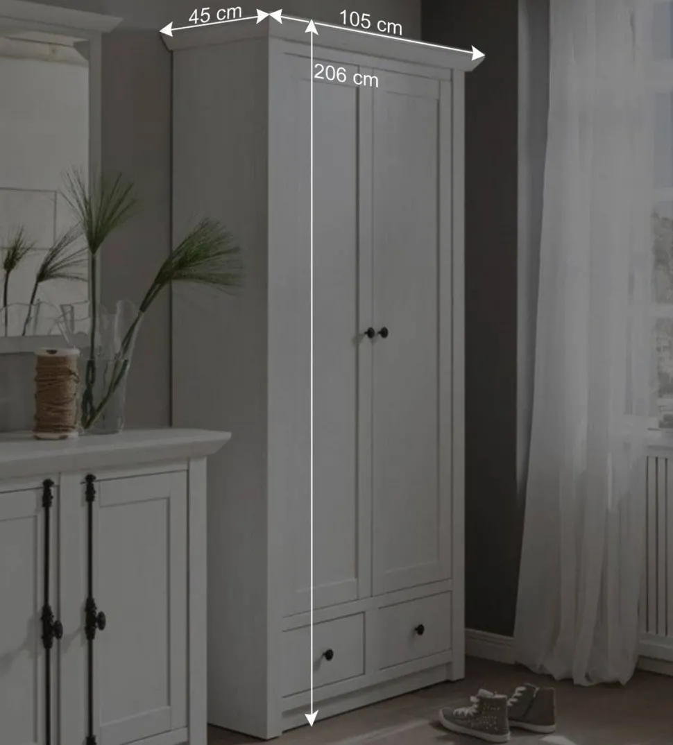 Landhaus Garderoben-Schrank in Weiß - Chelles