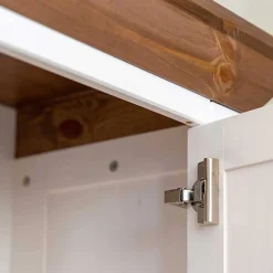 Landhaus Garderobenschrank in Weiß mit Braun - Zalya