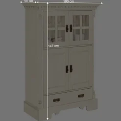 Landhaus Highboard & Regale in Creme - Rospus (dreiteilig)