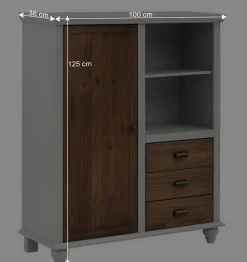 Landhaus Highboard in Holz Braun und Grau - Veproma