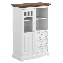 Landhaus Highboard in Weiß und Nussbaum Braun - Manipur