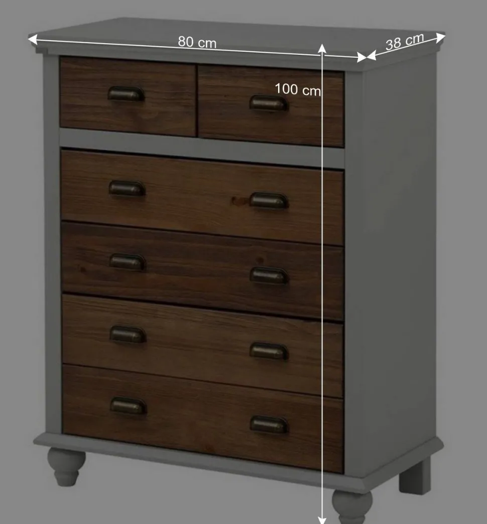 Landhaus Hochkommode mit sechs Schubladen - Veproma