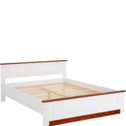 Landhaus Holzbett in Weiß & Kirschbaum - Vendirai