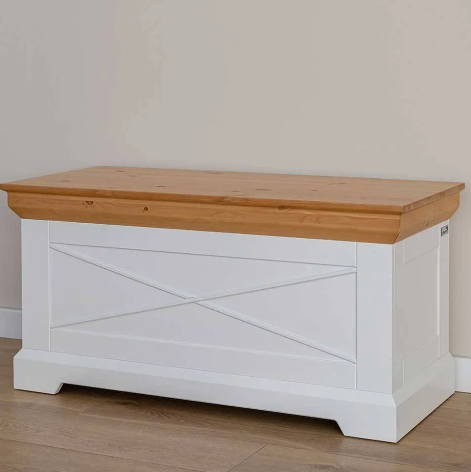 Landhaus Holztruhe aus Kiefer Massivholz - Saluts