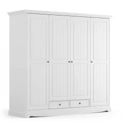 Landhaus Kleiderschrank in Weiß lackiert - Indico