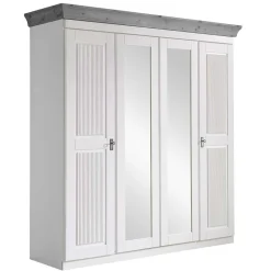 Landhaus Kleiderschrank in Weiß und Kiefer Grau - Caneon