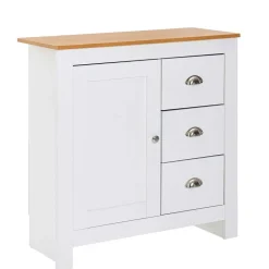 Landhaus Kombikommode in Weiß & Eiche Dekor - Intora
