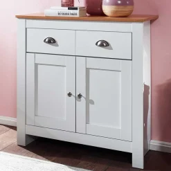 Landhaus Kommode in Weiß & Eiche Optik - Intora