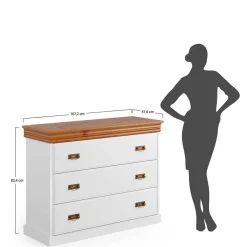 Landhaus Kommode in Weiß und Kiefer - Varicano