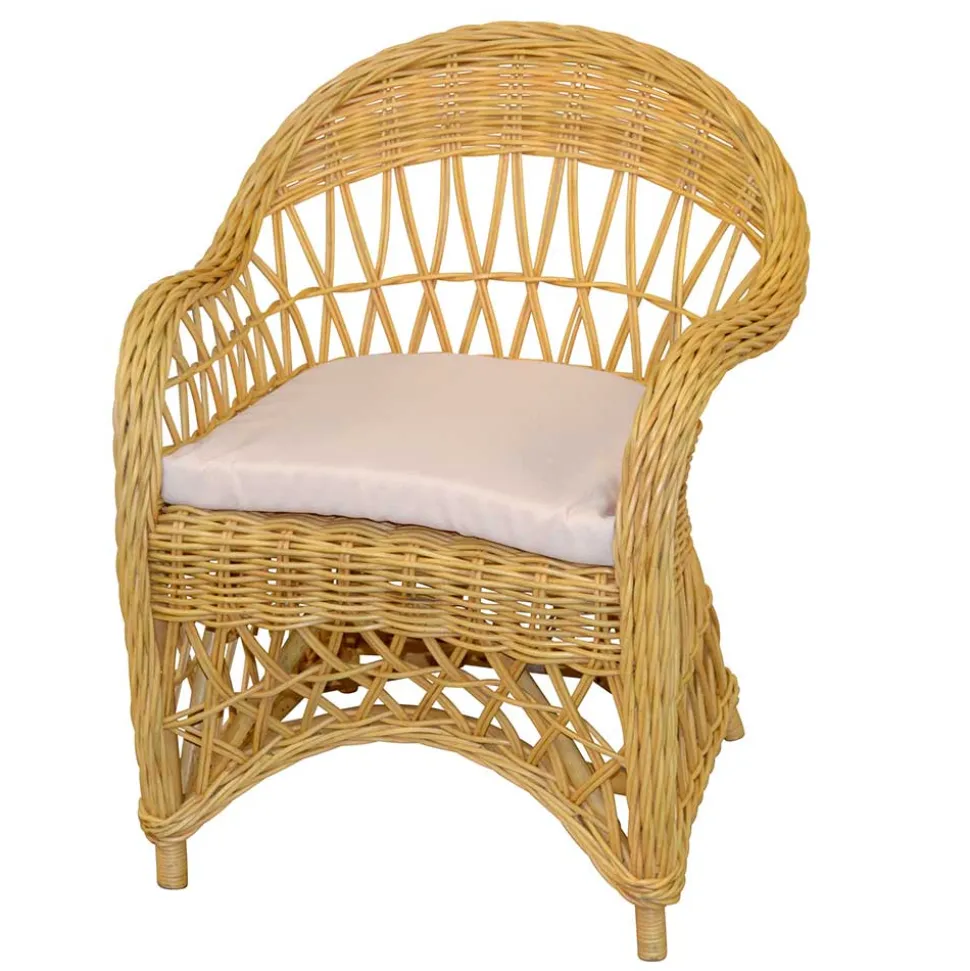 Landhaus Korbsessel in Beige Rattan - Witenga