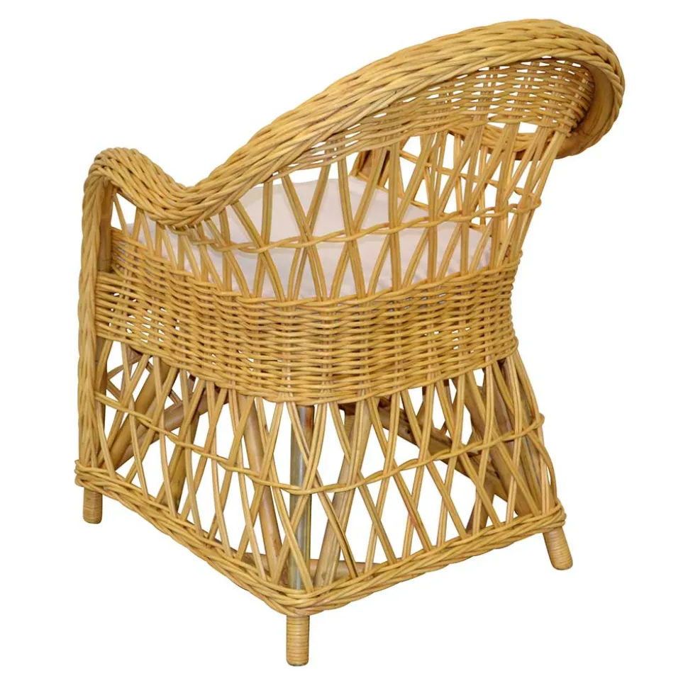 Landhaus Korbsessel in Beige Rattan - Witenga