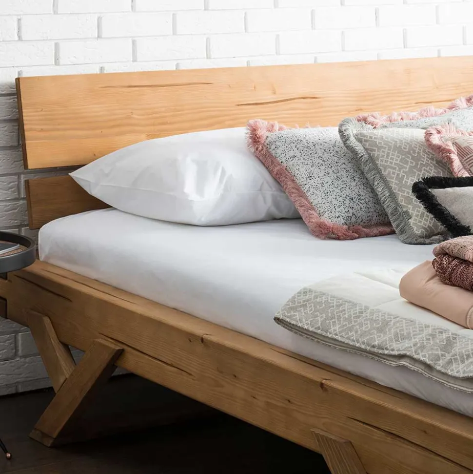 Landhaus Massivholzbett mit Kufen - Fuertun