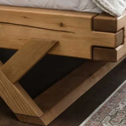 Landhaus Massivholzbett mit Kufen - Fuertun